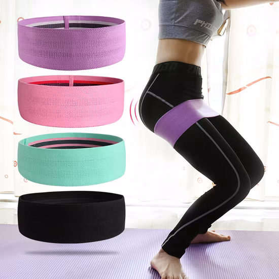 Ein Set mit 3 Yoga-Übungsbändern für das Heim-Fitnessstudio, Fitness-Hüftwiderstandsband