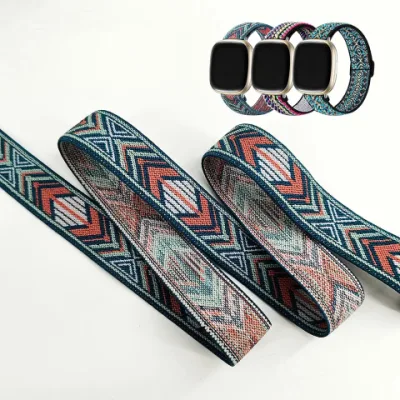 Kostenloser Musterhersteller, kundenspezifisches 20 mm flexibles, weiches, gestricktes, geflochtenes Nylon-Elastik-I-Uhrenarmband
